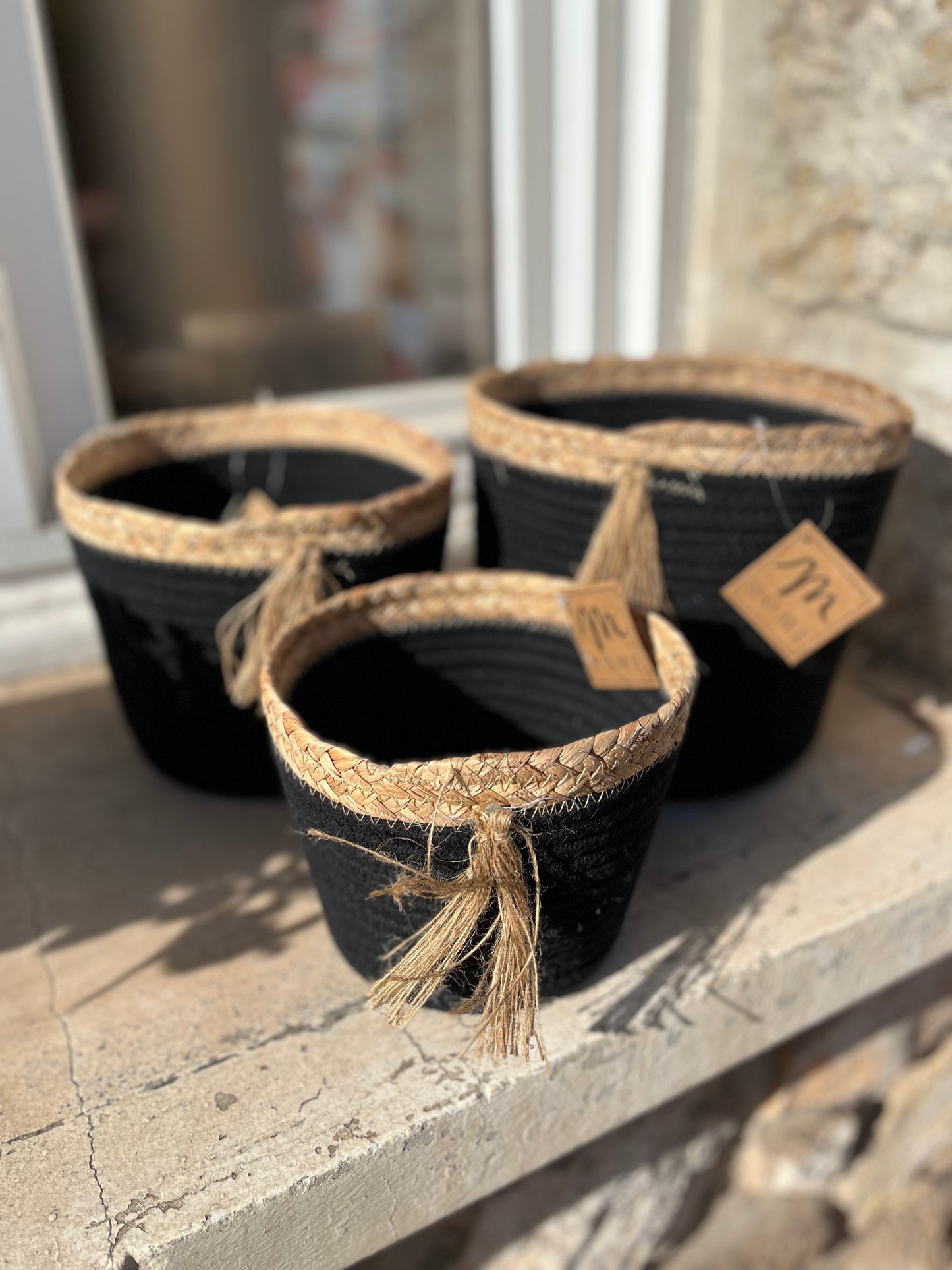 Cache pot noir et beige