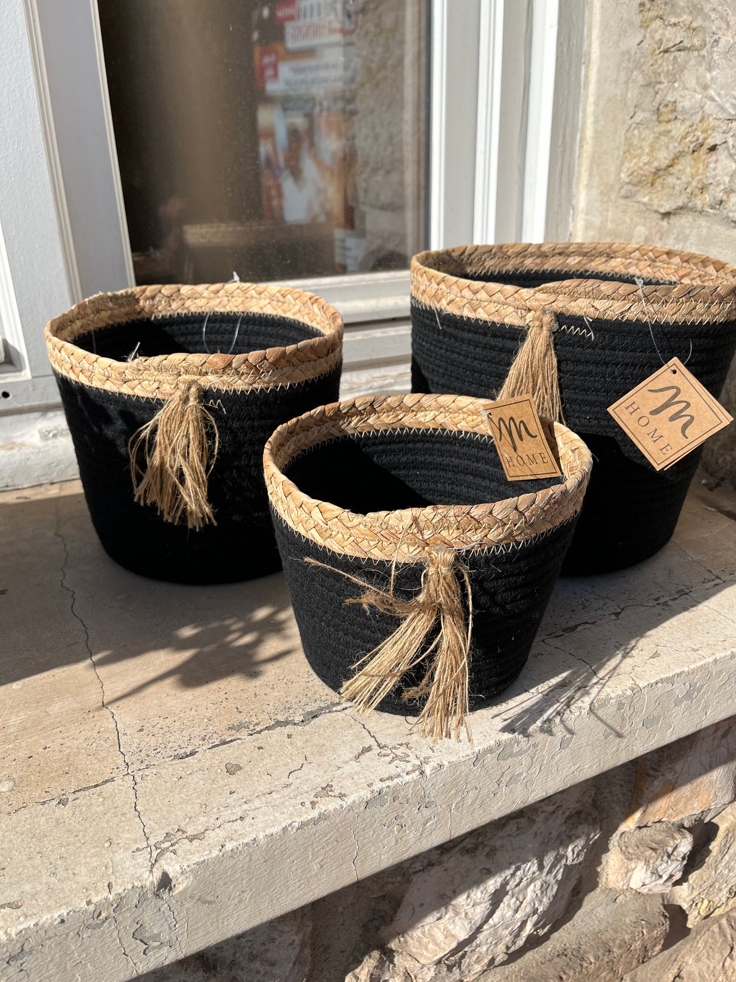 Cache pot noir et beige