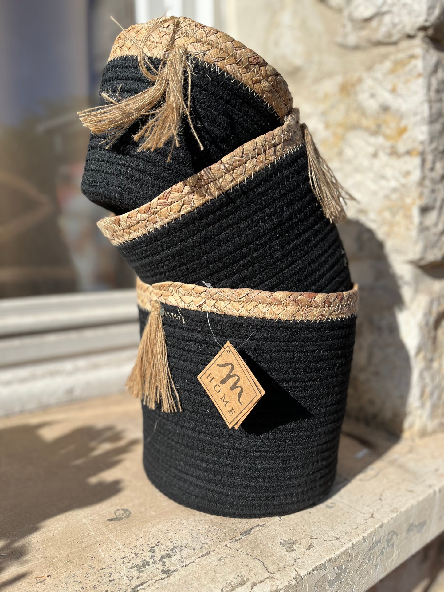 Cache pot noir et beige