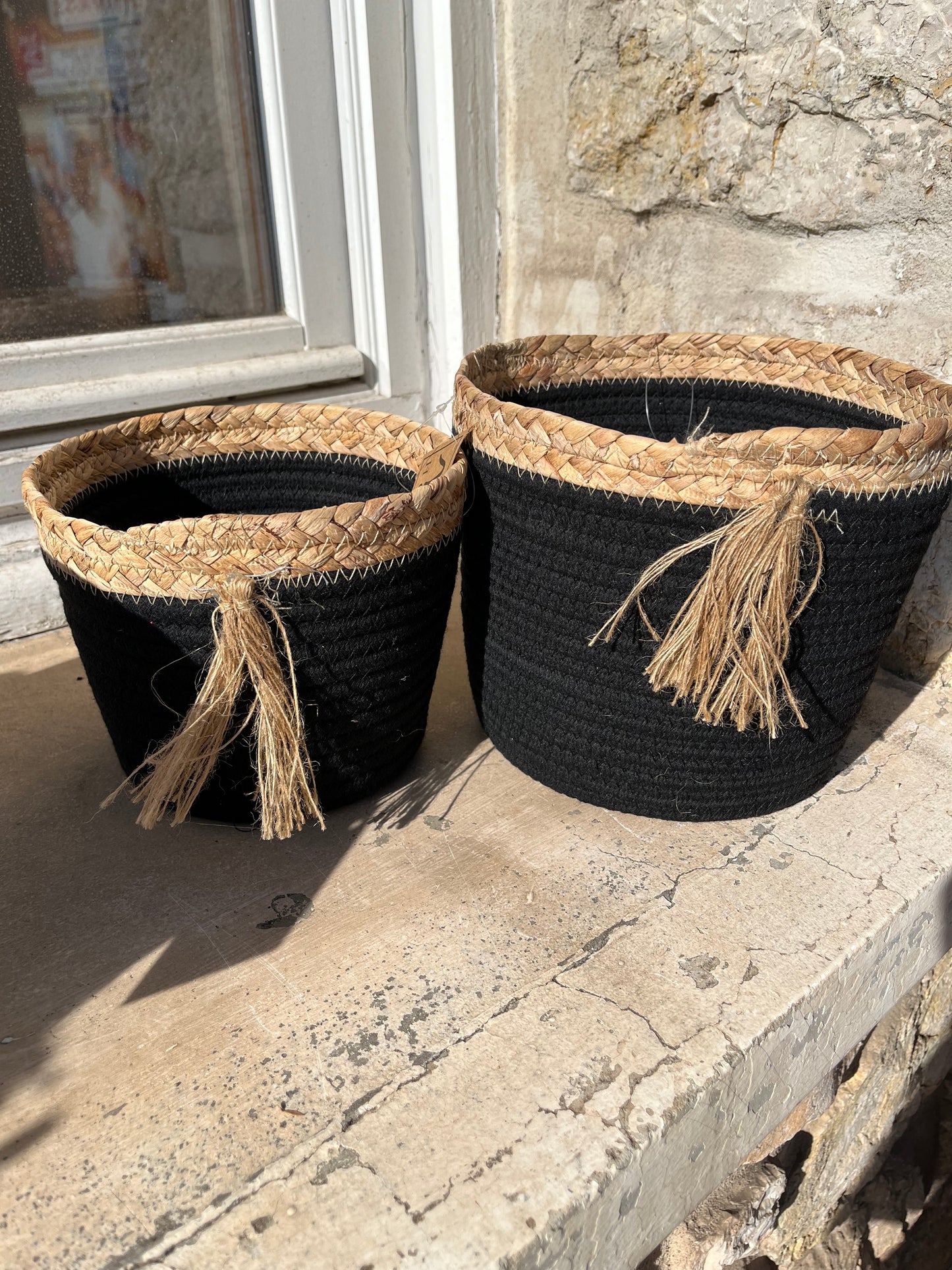 Cache pot noir et beige
