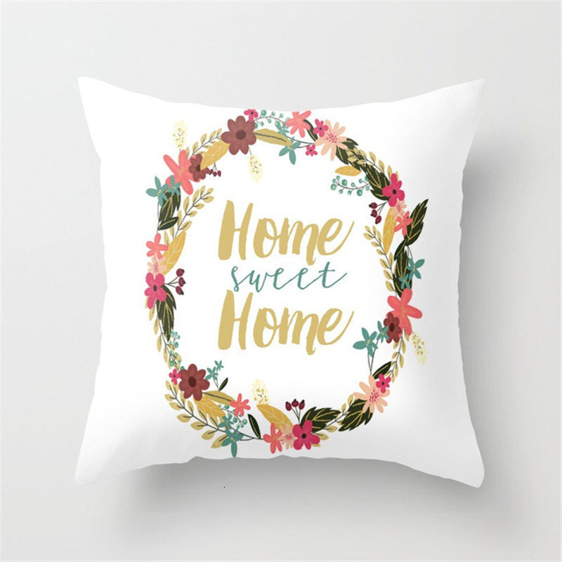 Housse de coussin floral - Home sweet Home