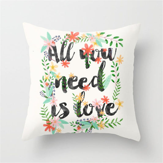 Housse de coussin floral - All you need is love